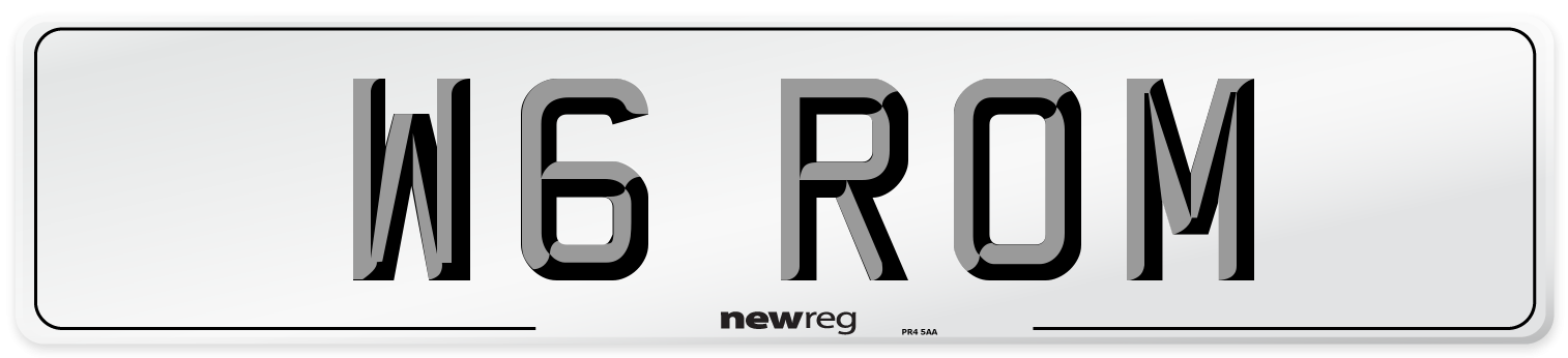 W6 ROM Number Plate from New Reg